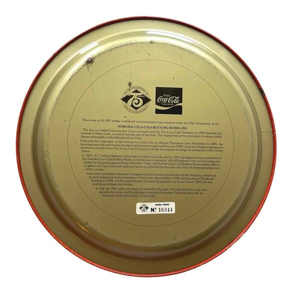 Vintage Coca Cola Tray, 75th Anniversary Coca Cola, Commemorative Plate, Retro - Picture 2 of 8